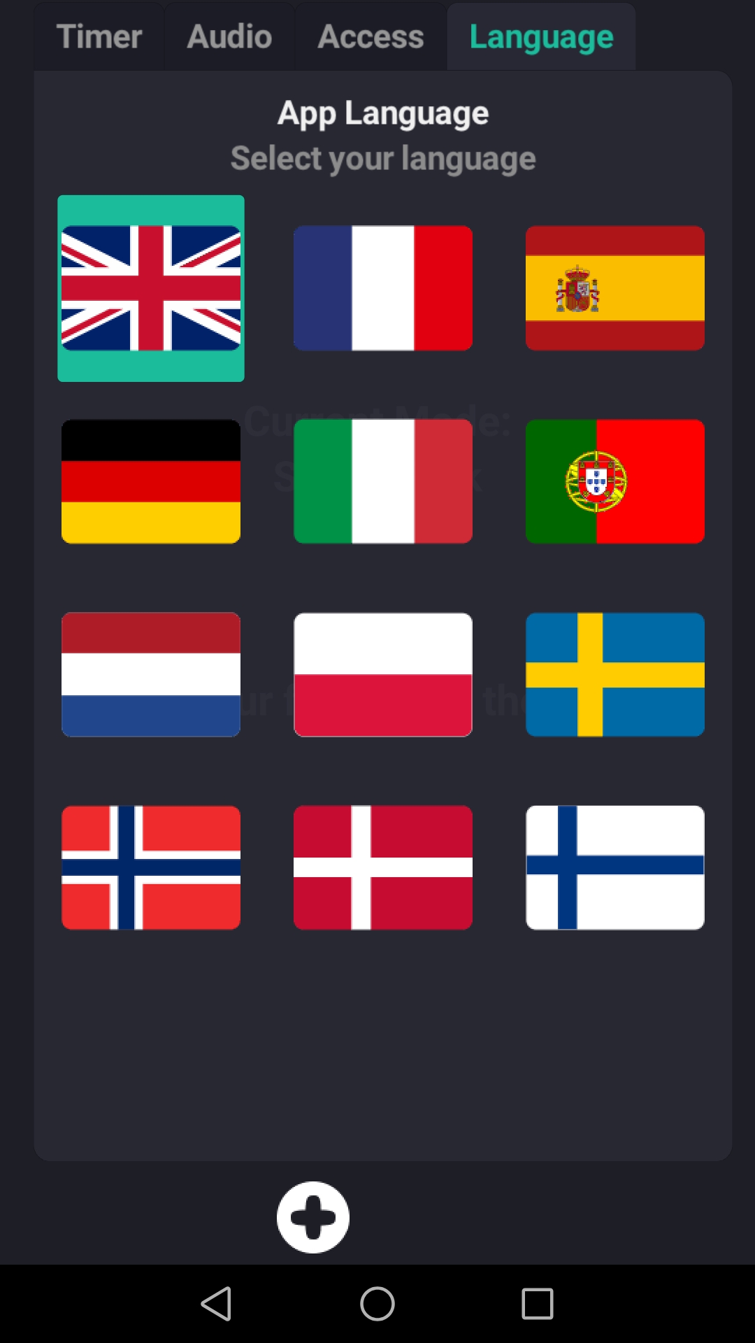 Fingerz Language Selection