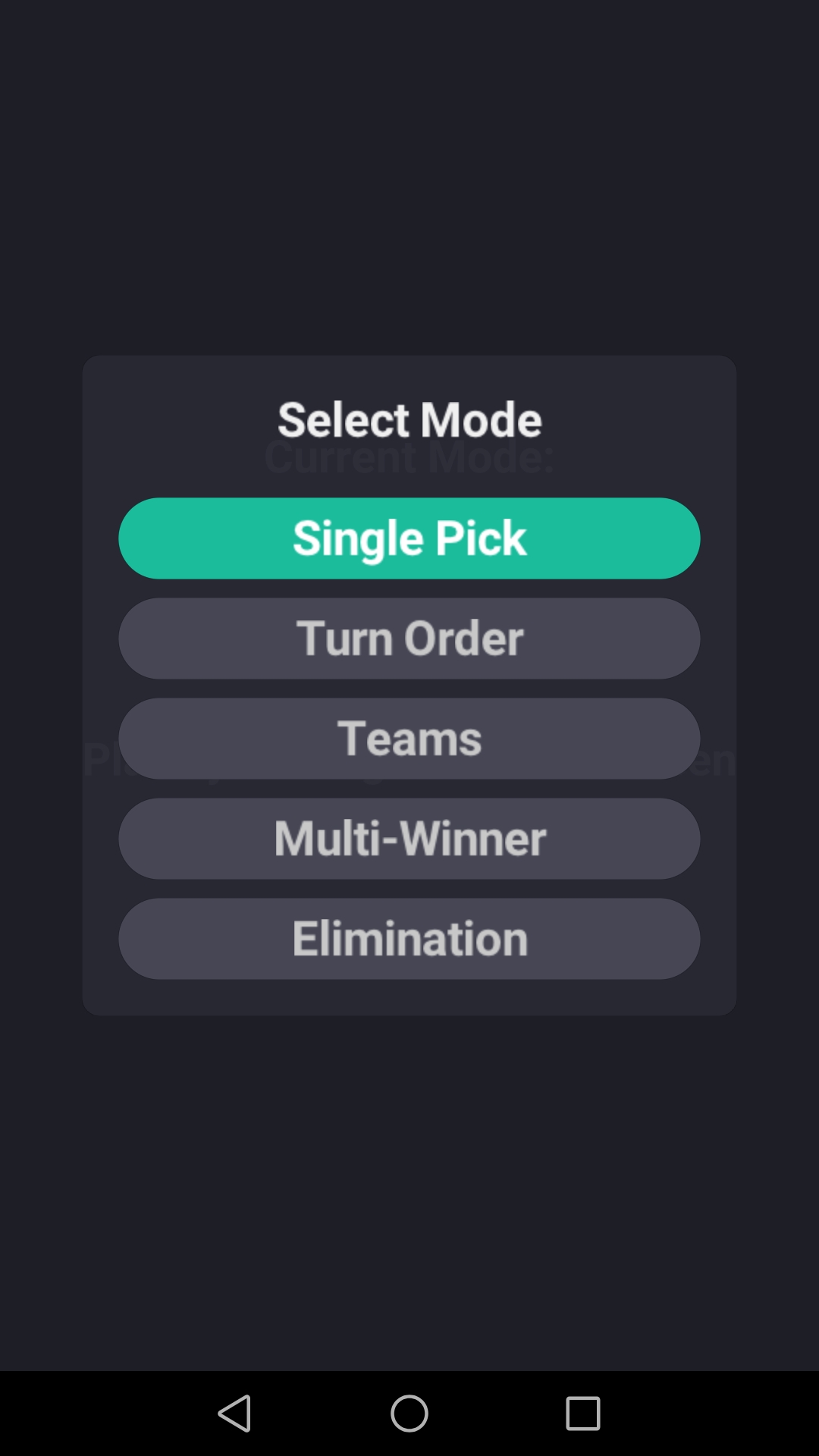 Fingerz Mode Selection